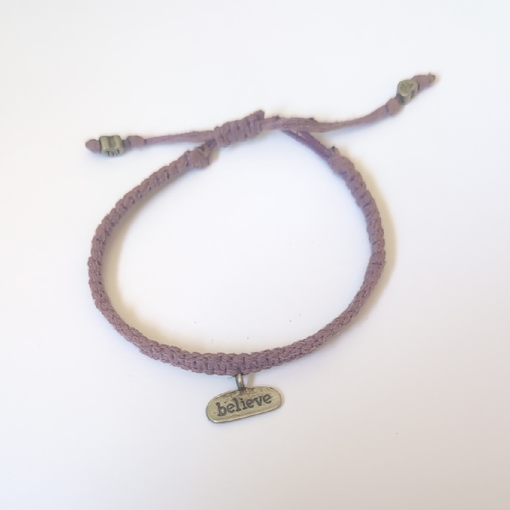Purple and Silver Bracelet‎ with Adjustable Knot